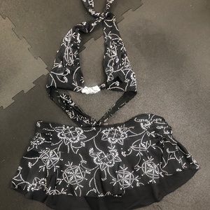 Swim skirt bikini bottom black & white size M